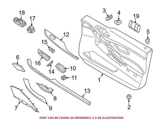 BMW Interior Door Pull Handle = Front Passenger Side 51417305001